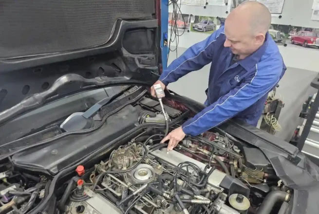 compressietest Mercedes oldtimer bewerkt